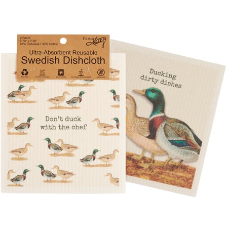 Ducking Dirty Dishes Swedish Dishcloth Set - Cellulose, Cotton