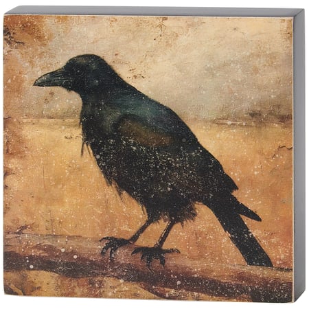 Lone Raven Block Sign - Wood, Paper