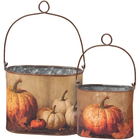Pumpkin Still Life Bin Set - Metal, Paper
