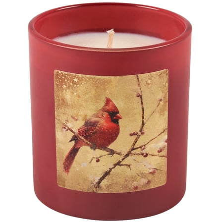 Snowy Cardinal Candle - Soy Wax, Glass, Cotton