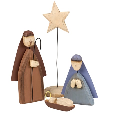 Holy Family Sitter Set - Wood, Metal, Wire