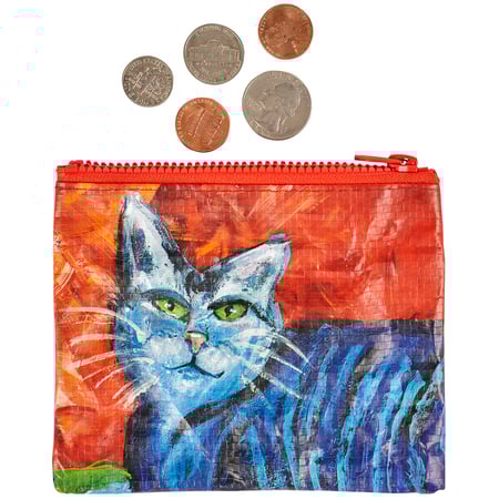 Colorful Cat Zipper Wallet - Post-Consumer Material, Plastic, Metal