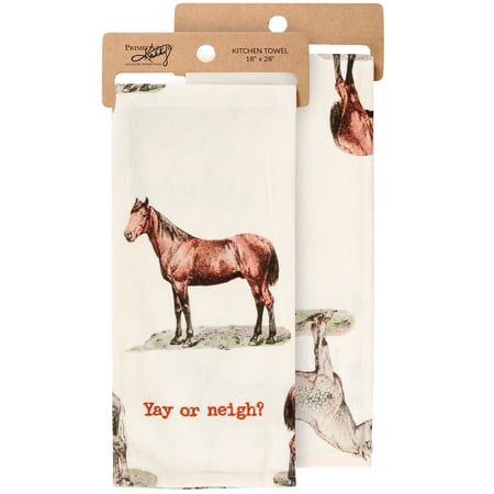 Yay Or Neigh Kitchen Towel - Cotton, Linen