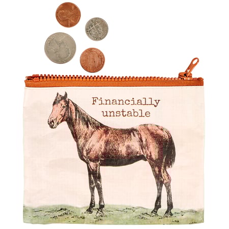 Financially Unstable Zipper Wallet - Post-Consumer Material, Plastic, Metal