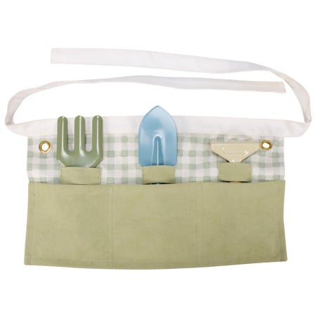 Kids Green Gingham Apron - Canvas, Metal