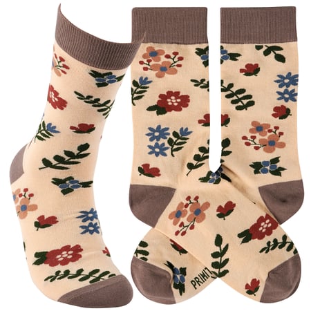 Floral Toss Socks - Cotton, Nylon, Spandex