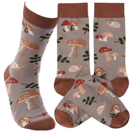 Mushroom Toss Socks - Cotton, Nylon, Spandex