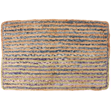 Braided Indigo Rug - Polyester, Jute, Cotton, Latex skid-resistant backing