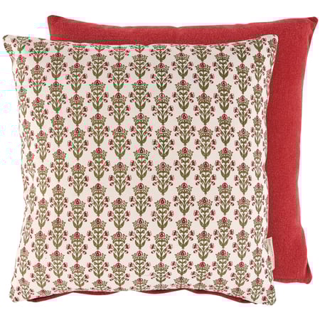Floral Block Print Pillow - Cotton, Zipper