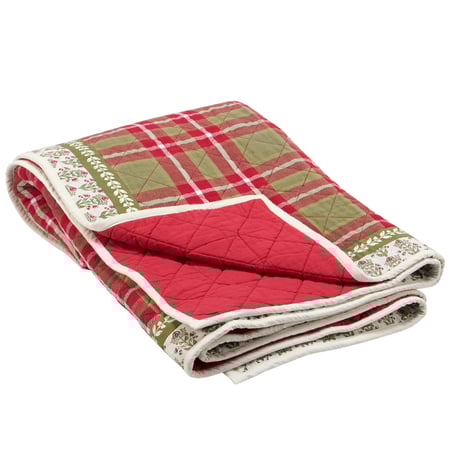 Quilted Plaid Christmas Throw - Cotton