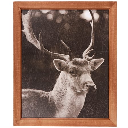 Stag Framed Wall Art - Wood, Canvas
