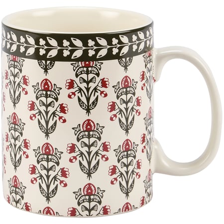 Floral Block Print Mug - Stoneware