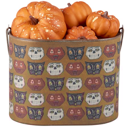 Halloween Faces Bucket - Metal, Paper