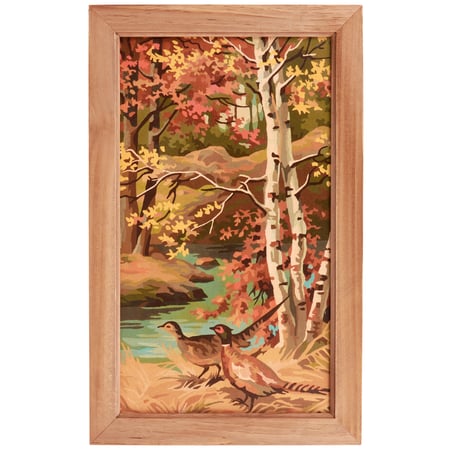 Fall Pheasants Framed Wall Art - Wood, Canvas