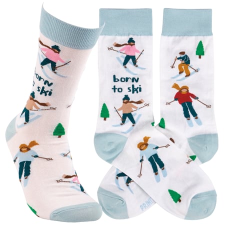 Born To Ski Socks - Cotton, Nylon, Spandex