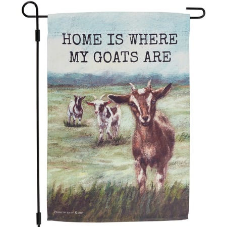 Home Where My Goats Are Garden Flag - Polyester