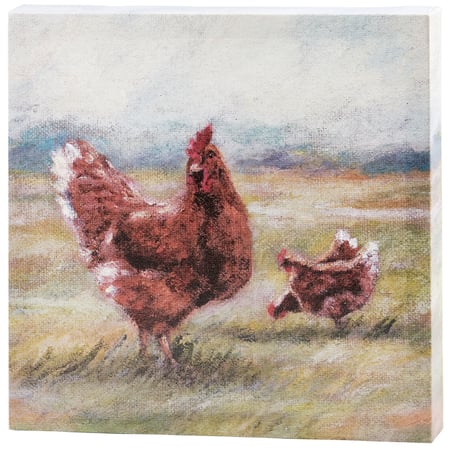 Chickens Canvas Wall Art - Wood, Canvas