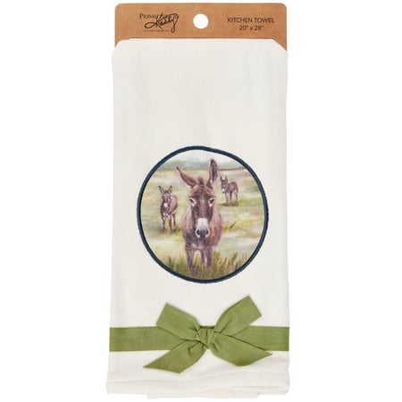 Donkeys Kitchen Towel - Cotton, Terrycloth, Ribbon