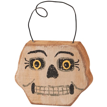 Skeleton Face Ornament - Wood, Wire