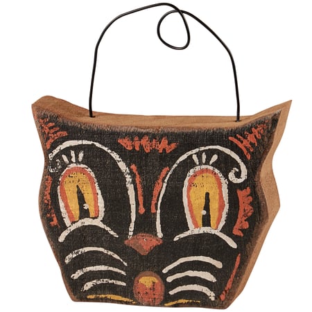 Black Cat Ornament - Wood, Wire