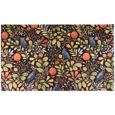 Floral Halloween Rug - Polyester, PVC skid-resistant backing
