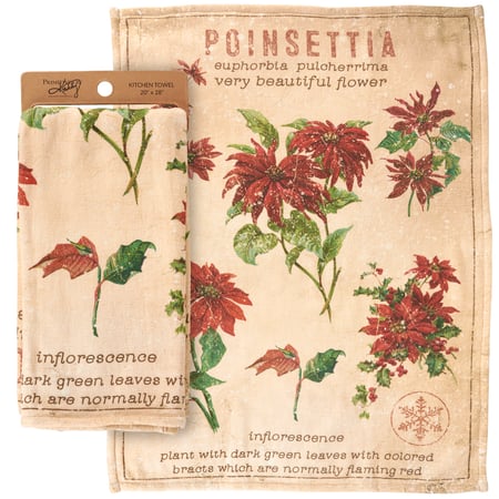 Poinsettia Kitchen Towel - Cotton, Terrycloth