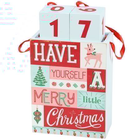 Merry Christmas Block Countdown - Wood, Paper, Ribbon