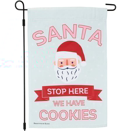 Santa We Have Cookies Garden Flag - Polyester