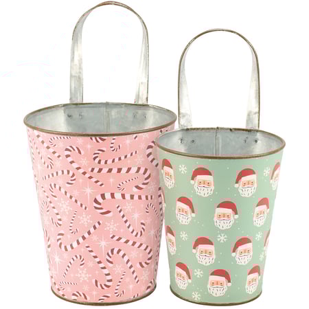 Candy Canes Wall Bucket Set - Metal, Paper