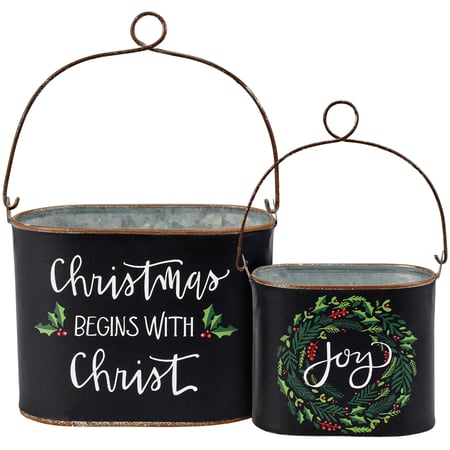 Begins With Christ Bucket Set - Metal, Paper
