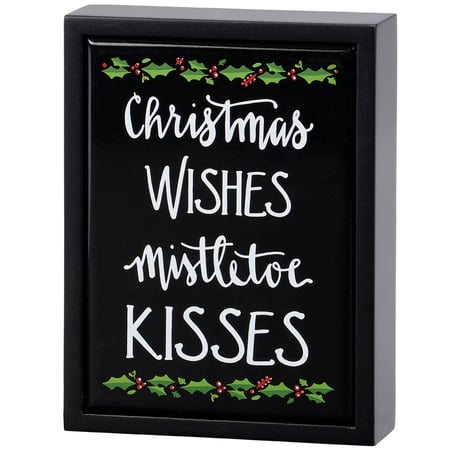 Christmas Wishes Box Sign Mini - Wood