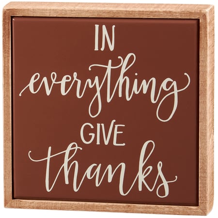 Give Thanks Box Sign Mini - Wood