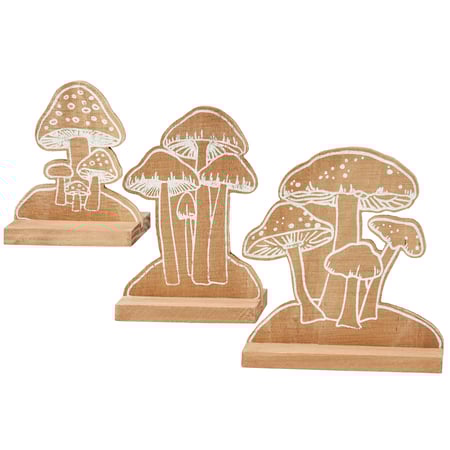 Mushrooms Stand Up Set - Wood