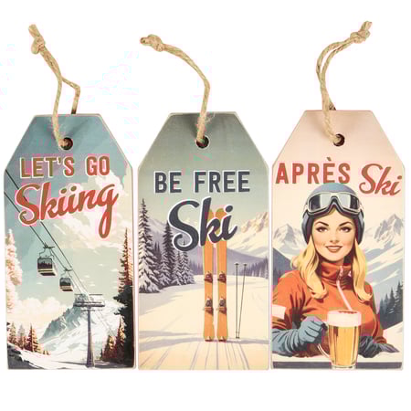 Apres Ski Ornament Set - Wood, Paper, Jute