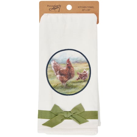 Chickens Kitchen Towel - Cotton, Terrycloth, Ribbon