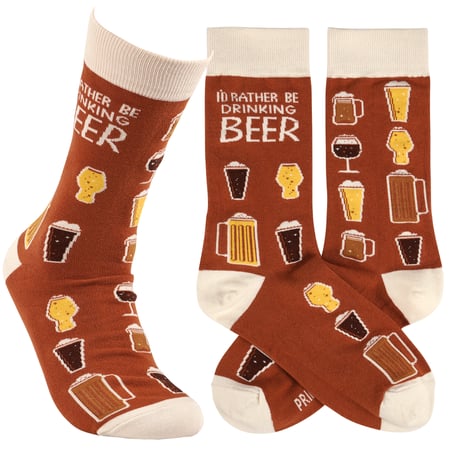 Rather Be Drinking Beer Socks - Cotton, Nylon, Spandex
