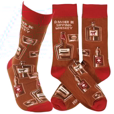 Rather Be Sipping Whiskey Socks - Cotton, Nylon, Spandex