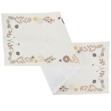 Beige Floral Runner - Cotton