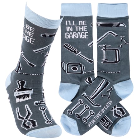 I'll Be In The Garage Socks - Cotton, Nylon, Spandex