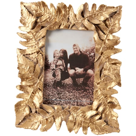 Gold Leaves Photo Frame - Wood, Glass
