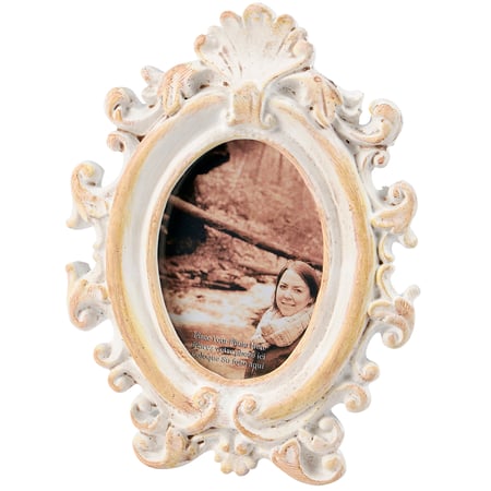 Ornate Oval Photo Frame - Wood, Glass