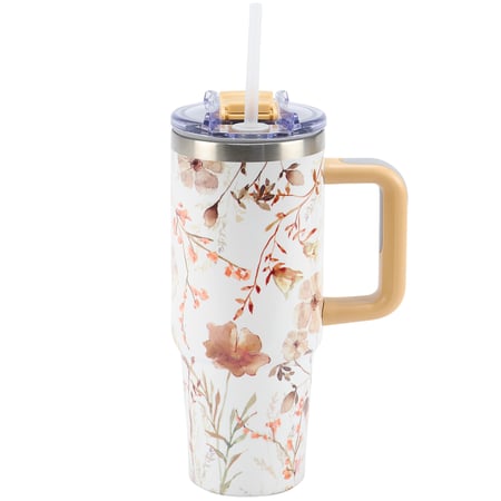 Medium Cottage Garden Travel Mug - Stainless Steel, Plastic