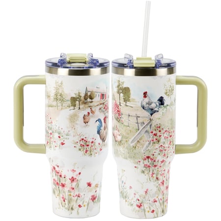 Roosters Travel Mug - Stainless Steel, Plastic