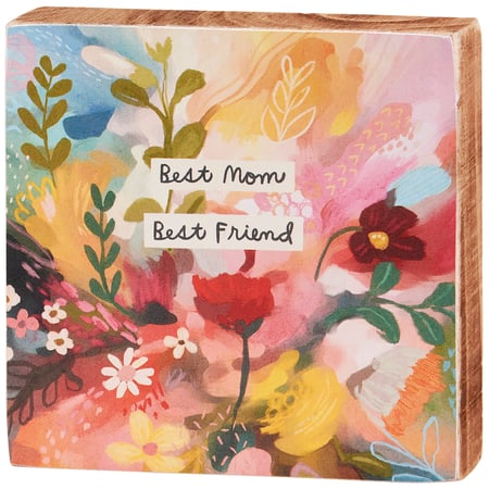 Best Mom Best Friend Block Sign - Wood, Paper