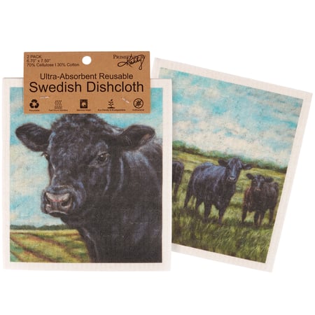 Angus Cows Swedish Dishcloth Set - Cellulose, Cotton