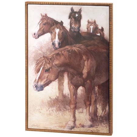 Stallions Canvas Wall Art - Wood, Canvas