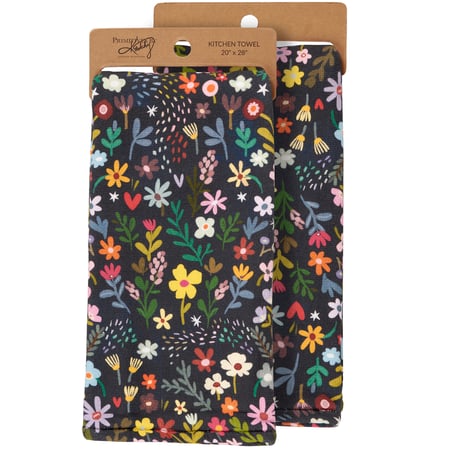 Dark Floral Kitchen Towel - Cotton, Terrycloth