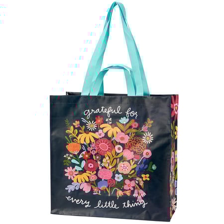 Grateful For Every Little Thing Market Tote - Post-Consumer Material, Nylon