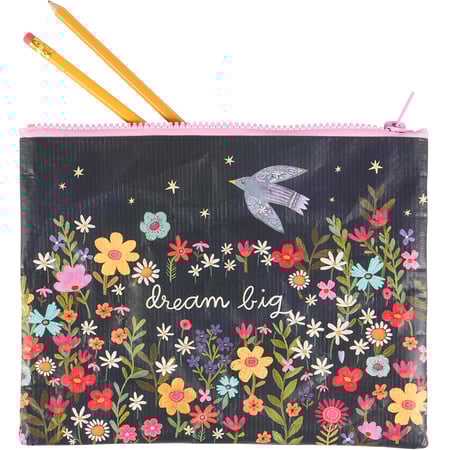 Dream Big Zipper Pouch - Post-Consumer Material, Plastic, Metal