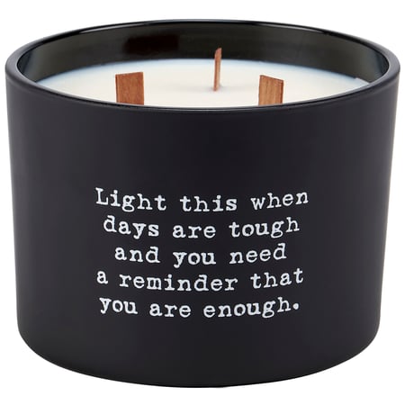 You Are Enough Poetry Candle - Soy Wax, Glass, Wood